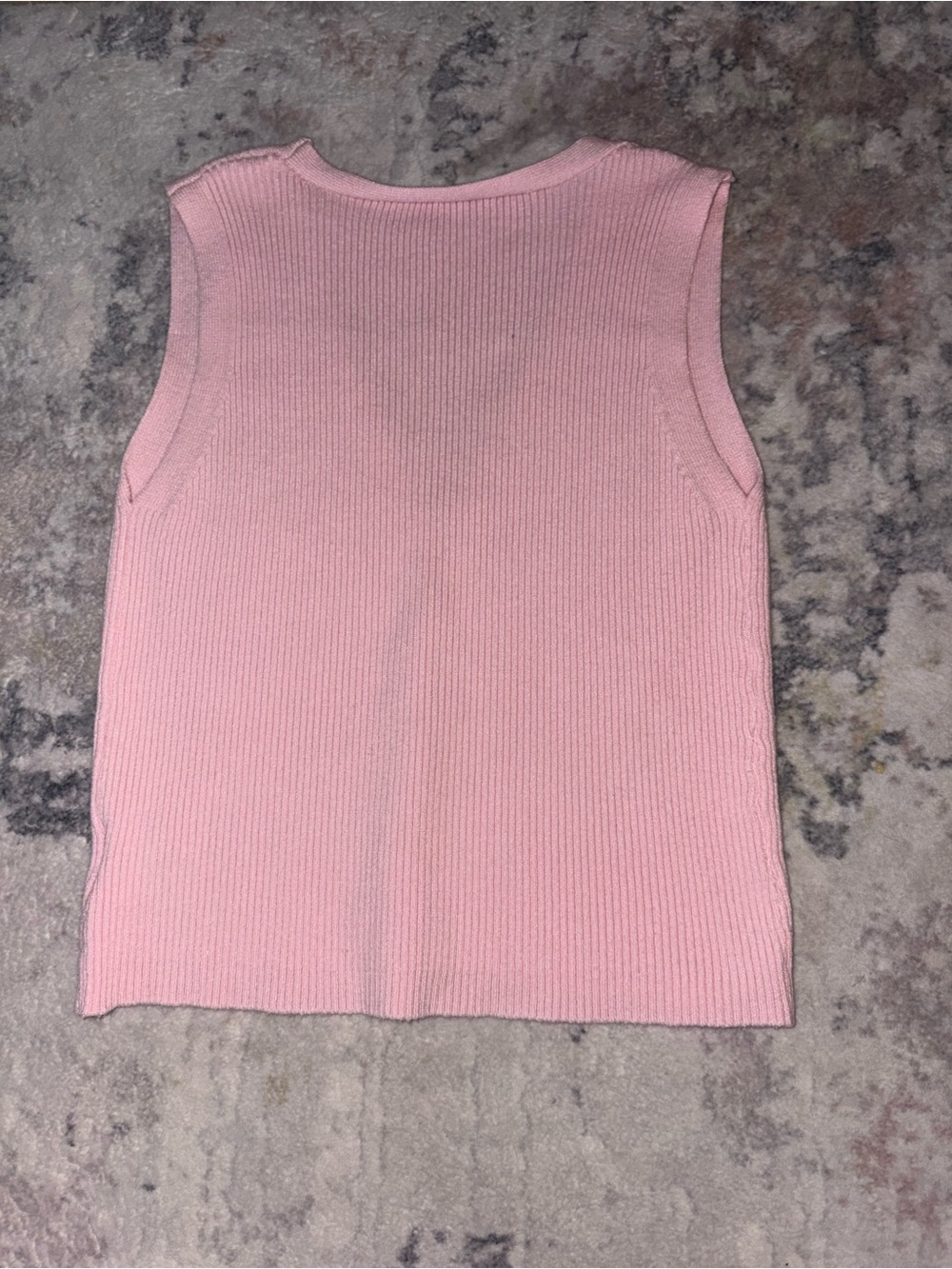 Pink Ribbed V-Neck Knit Sweater Vest - Picture 2 of 3
